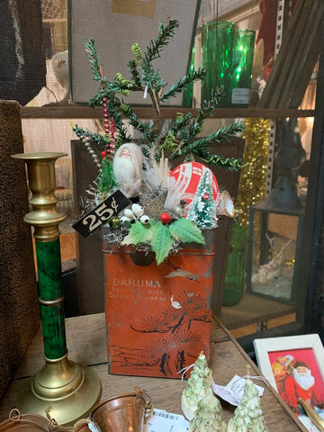 Vintage Christmas Santa Cracker Tin Vignette ~ 10.5" w x 18" t