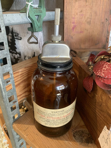 Vintage Brown Amber Flammable Bottle~ 3" w x 8.5" t