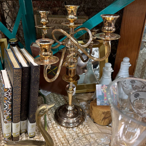 Gold silver toned candelabra