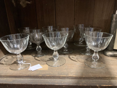 Vintage set of 9 Etched Leaves Cocktail Glasses~ Fragile~ Pick up in Store