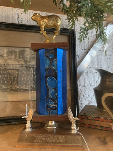 Vintage 1974 Sheep Trophy~ 3.75" w x 6" l x 13.5" t