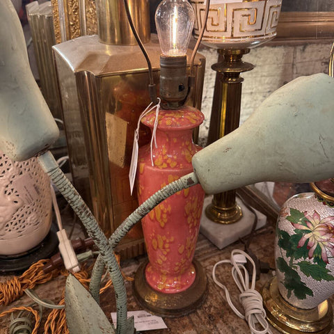 Pink art pottery lamp