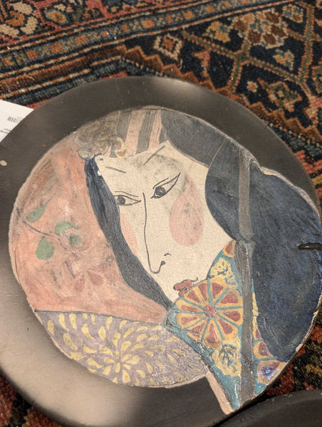 2 Japanese handpainted plates man and woman