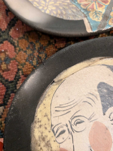 2 Japanese handpainted plates man and woman