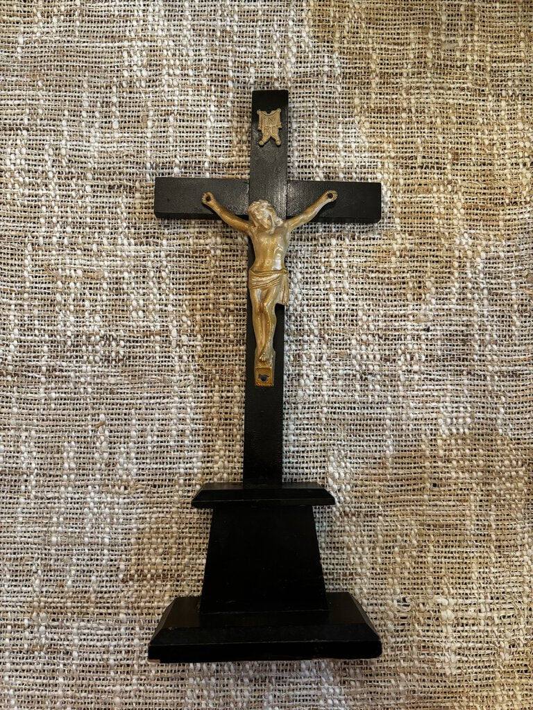 Vintage Wood Black Altar Crucifix