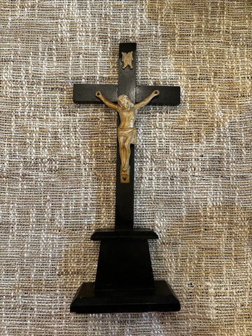 Vintage Wood Black Altar Crucifix