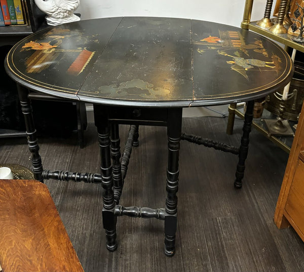 Antique Wood Painted Asian Drop Leaf Table 31 x 29 x 13 (in store PU)