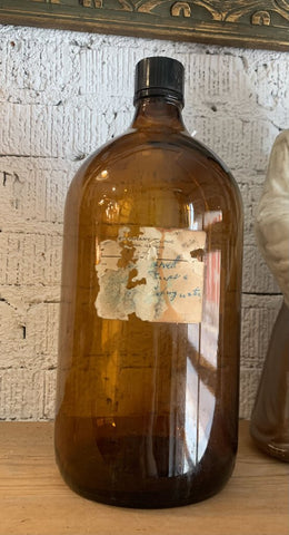 Antique Veterinary Brown Bottle~ 6" w x 13.5" t
