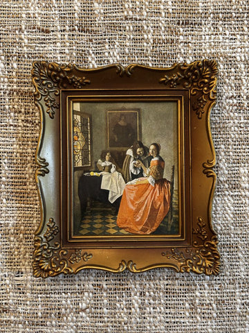 Vintage Framed Print of Girl with a Wine Glass by Johannes Vermeer 6x7