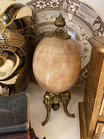 Vintage marble & brass egg as is