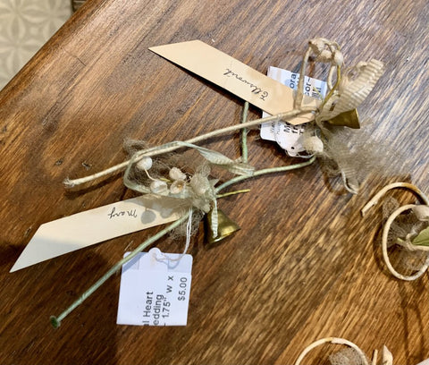 Metal & Floral Heart from 1929 Wedding Table Decor~ 1.75" w x 5.25" l