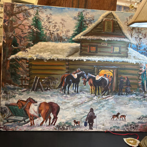 Snowy Horse Painting 22x28