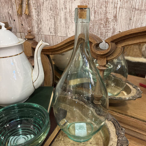 Hand Blown Depression Glass Bottle