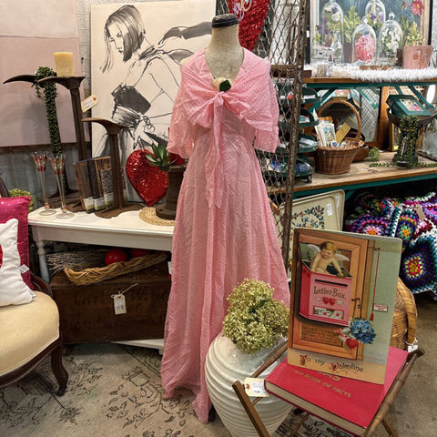 Vintage pink Swiss dot dress (as found)
