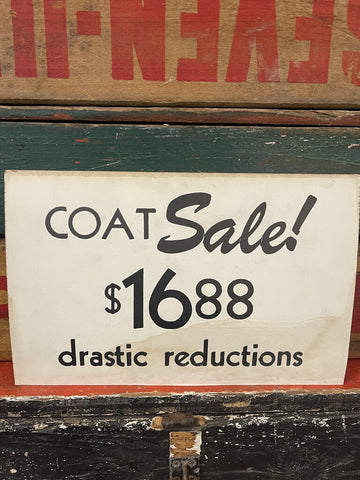 Jens Fresh Vintage ~ Vintage cardboard coat sign ~ $16.88