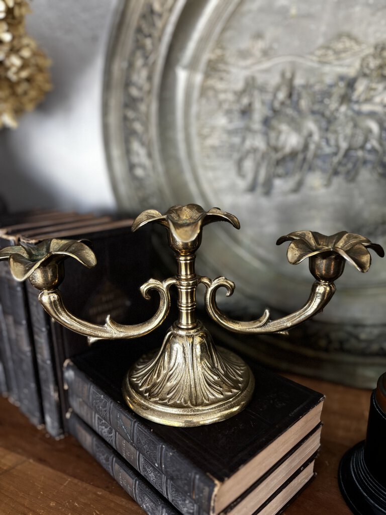 Vintage Candelabra Brass Art Nouveau Style