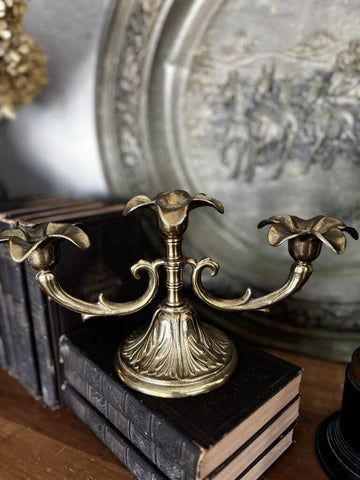 Vintage Candelabra Brass Art Nouveau Style
