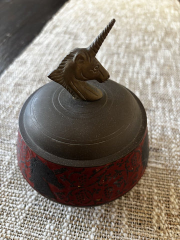 Vintage Cloisonne Unicorn Trinket Box