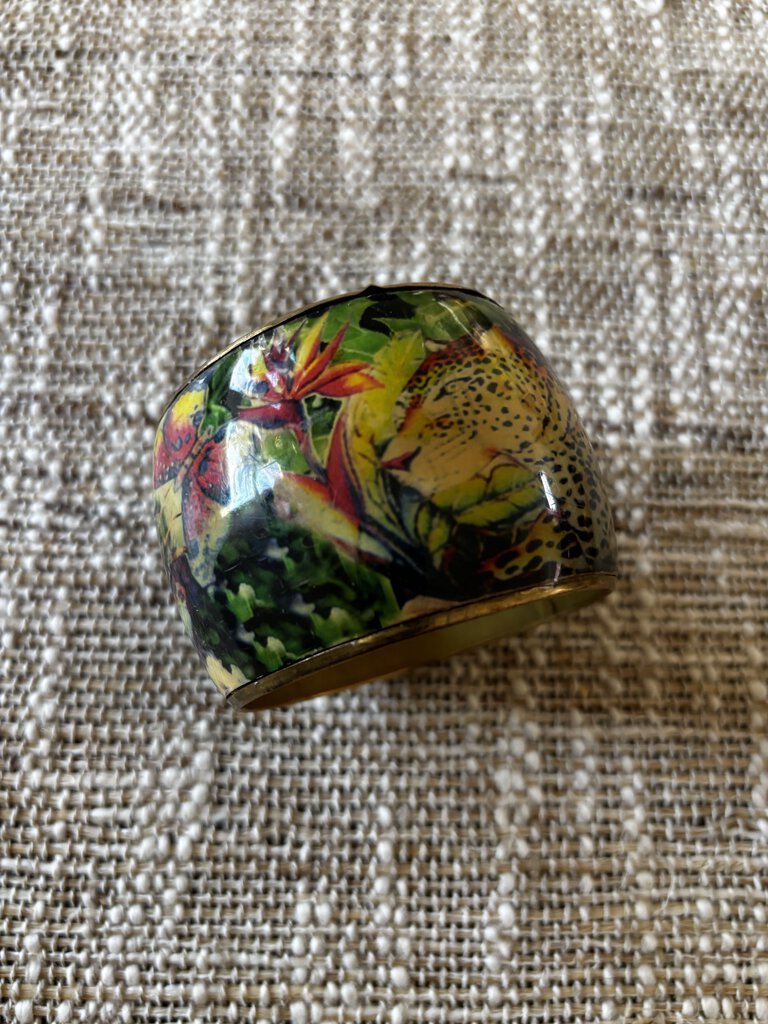 1980s Brass Bangle Bracelet w/ Animal Design