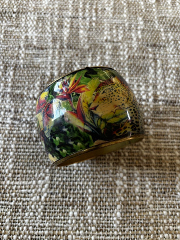 1980s Brass Bangle Bracelet w/ Animal Design