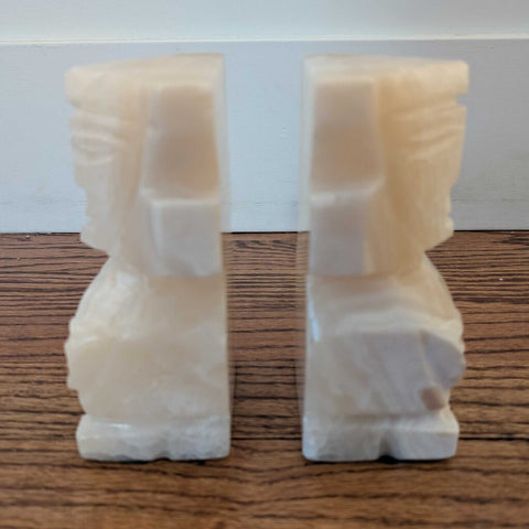 Vintage Alabaster Bookends - Pair - 3x6x2