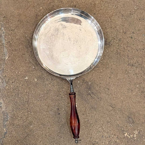 Early Vintage Silver Serving Dish w/Handle 9.5 Round