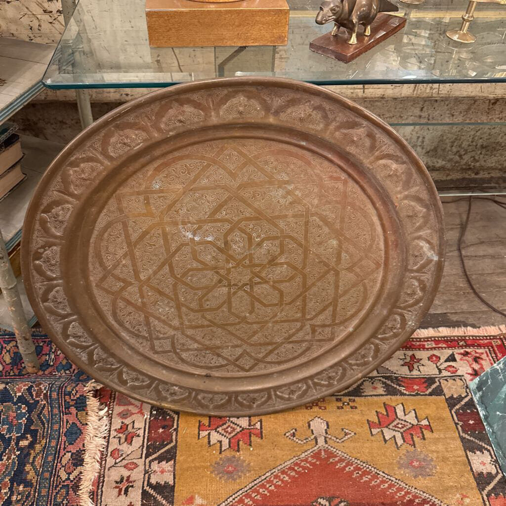 Large brass round tray