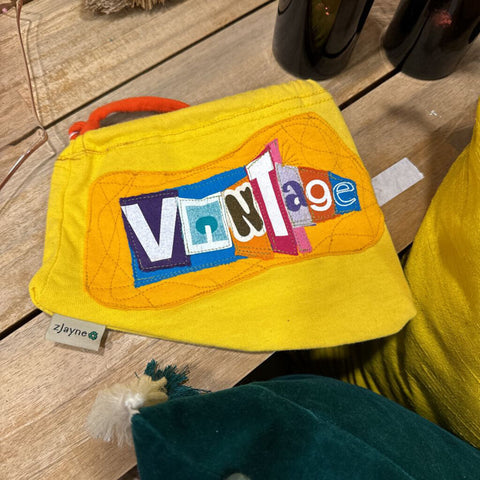 "Vintage" handmade pouch yellow