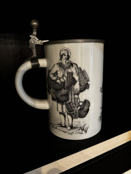 Vtg Sgrafo Modern Germany Tankard Beer Stein w/Pewter Lid