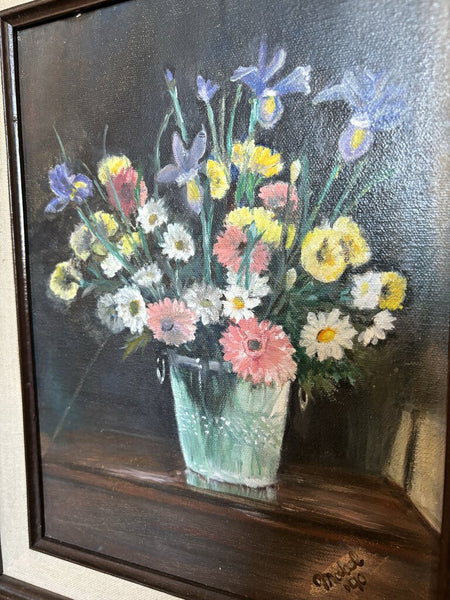 Original Art Floral Framed 17in x14in