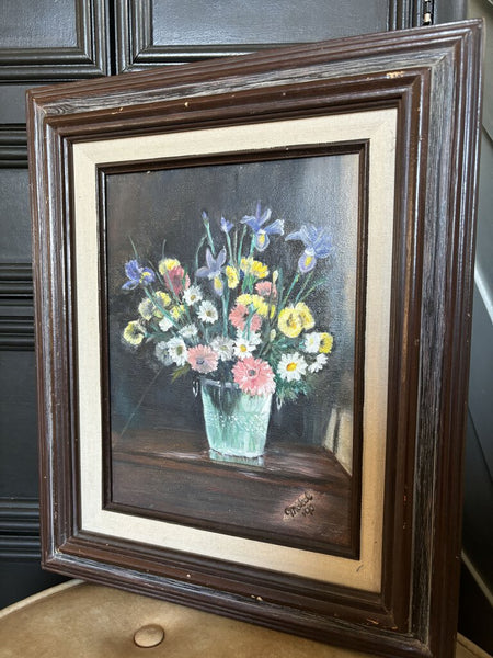Original Art Floral Framed 17in x14in