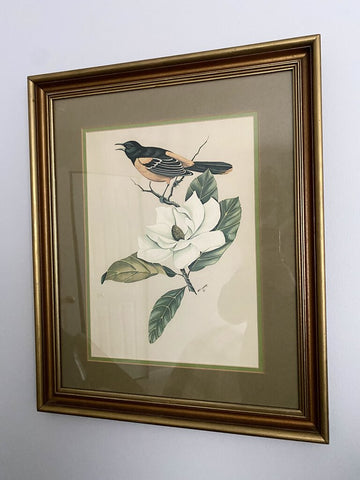 Vintage Art Lamar Oriole Framed Artwork 18.5" x 22.5"