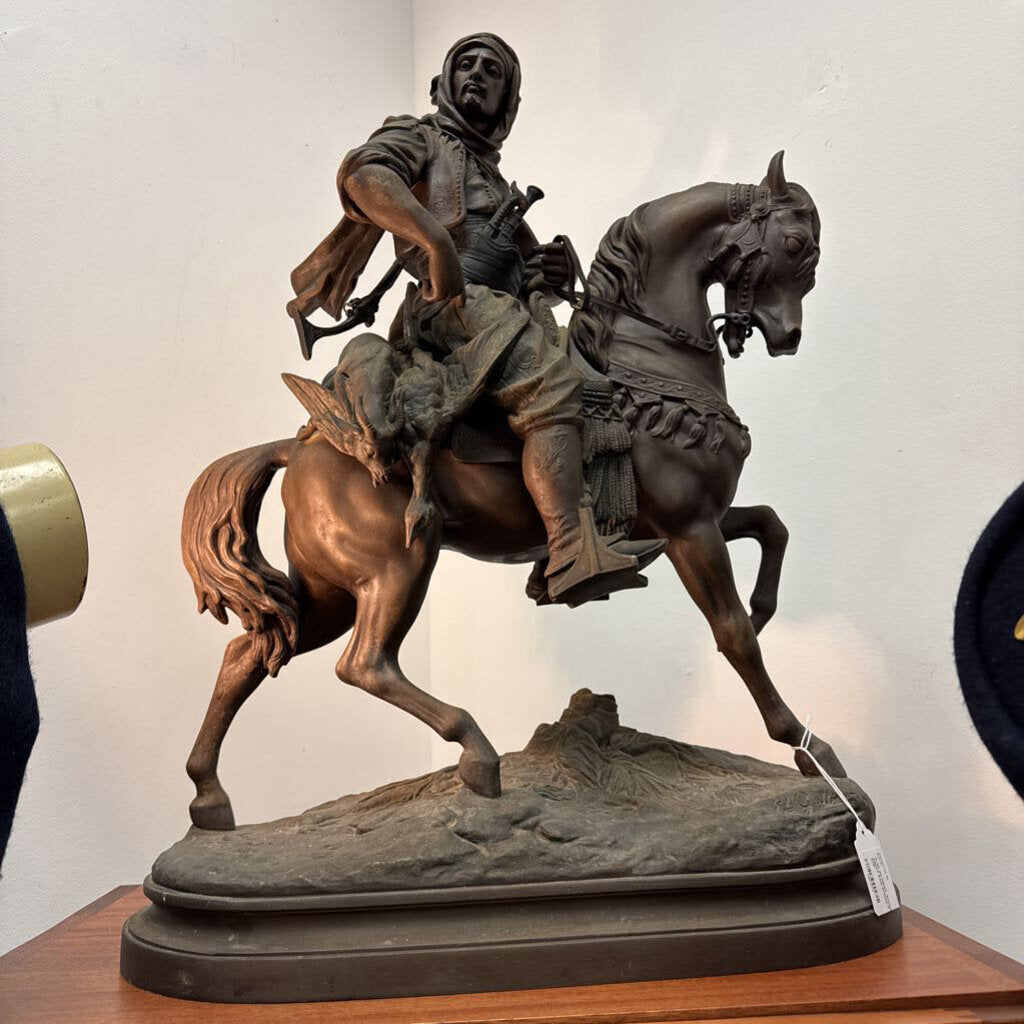 Arab on Horse, bronze sculpture, signed (Pick up Only)