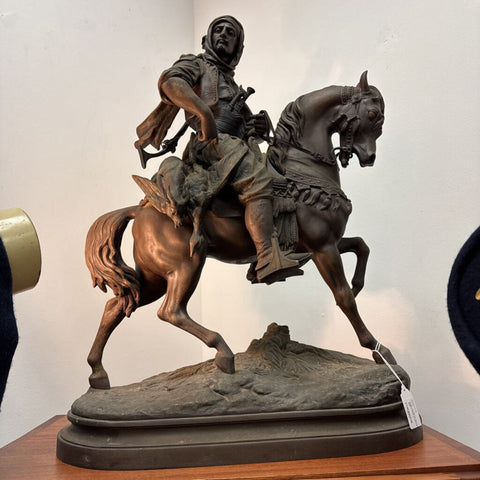 Arab on Horse, bronze sculpture, signed (Pick up Only)