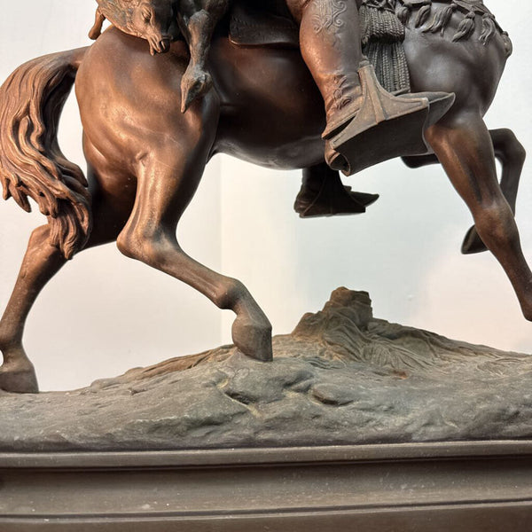 Arab on Horse, bronze sculpture, signed (Pick up Only)