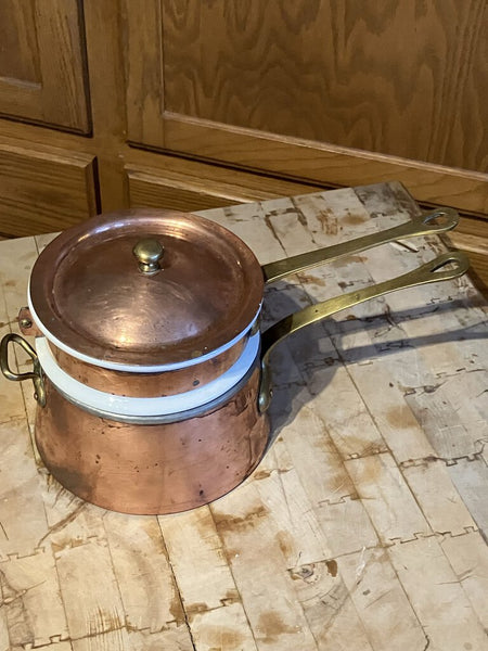 Vintage "Hall" Copper and ceramic double boiler