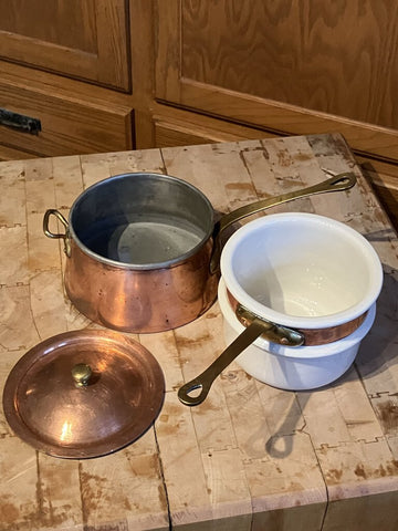 Vintage "Hall" Copper and ceramic double boiler