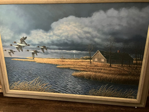 Arthur Sinden Oil Painting of Ducks in Thunderstorm