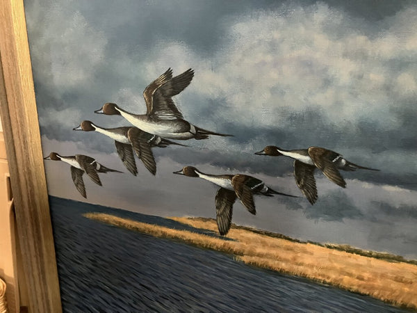 Arthur Sinden Oil Painting of Ducks in Thunderstorm
