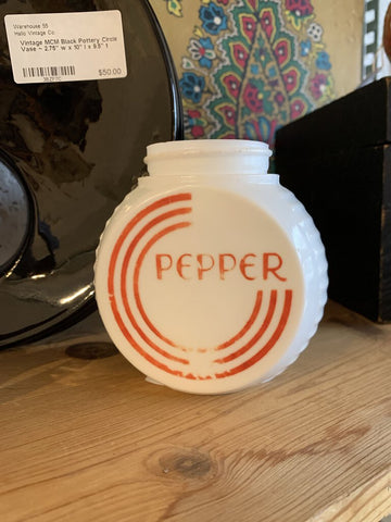 Vintage Pepper Milk Glass Bottle~ 2.25" w x 3.75" l x 3.75" t