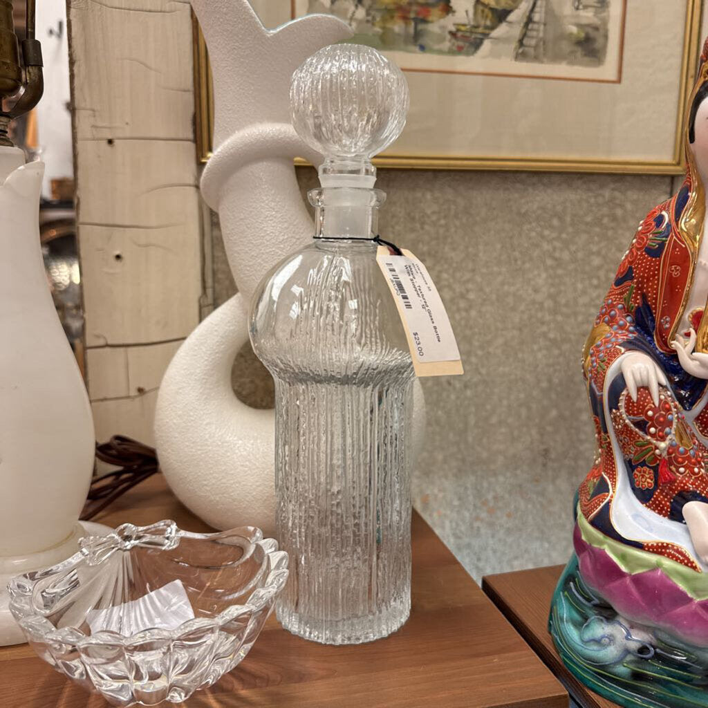 Moxie - Textured Glass Bottle With Stopper - 12"
