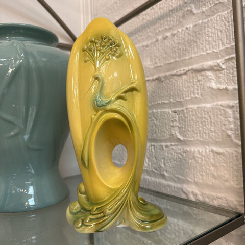 USA Yellow Peacock Vase 5x10.5