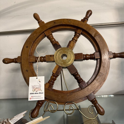 Vint Nautical wood/brass Ship Wheel