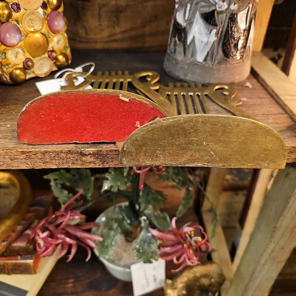 Brass harp bookends book ends pair