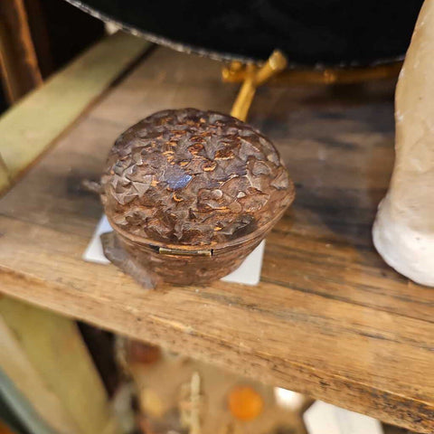 Carved acorn ink well as is