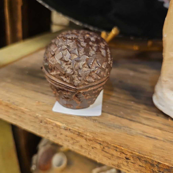Carved acorn ink well as is