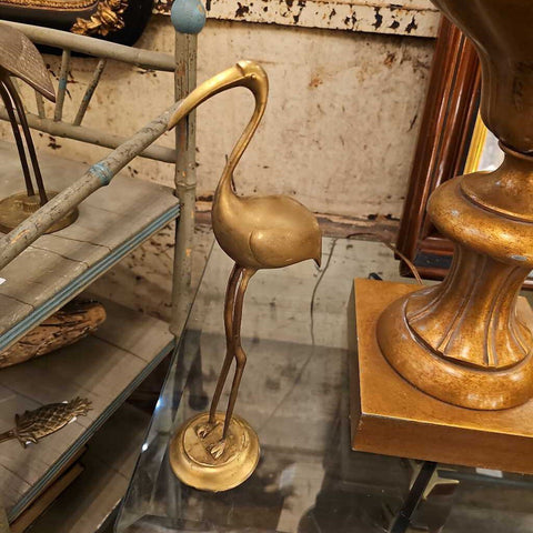 Large brass egret approximately 12 inches