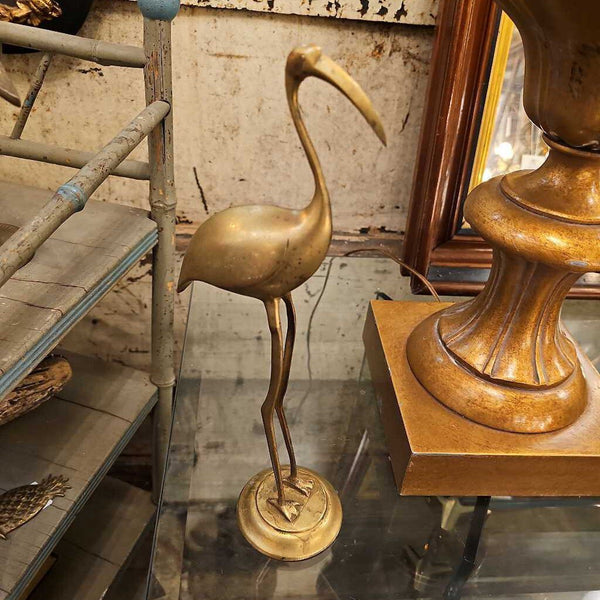 Large brass egret approximately 12 inches