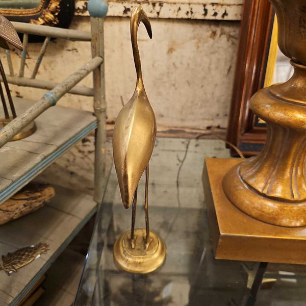 Large brass egret approximately 12 inches