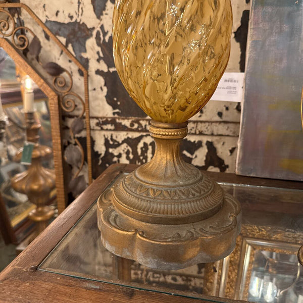 Yellow vintage Murano Italian glass lamp